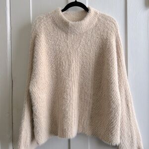 Fuzziest, softest, very light pink sweater XL